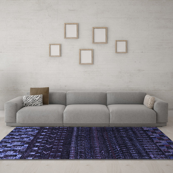 Machine Washable Abstract Blue Modern Rug in a Living Room, wshabs5369blu