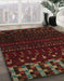 Abstract Reddish Brown Modern Rug in Family Room, abs5369