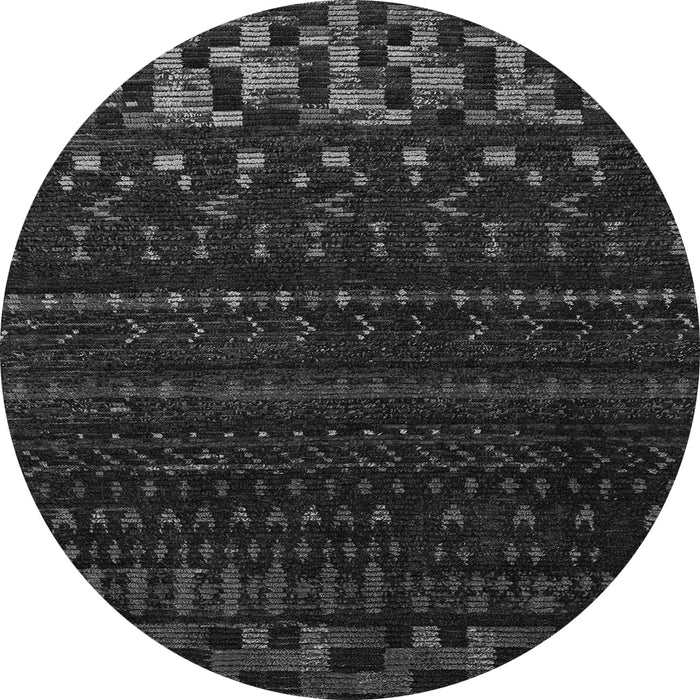 Round Machine Washable Abstract Gray Modern Rug, wshabs5369gry
