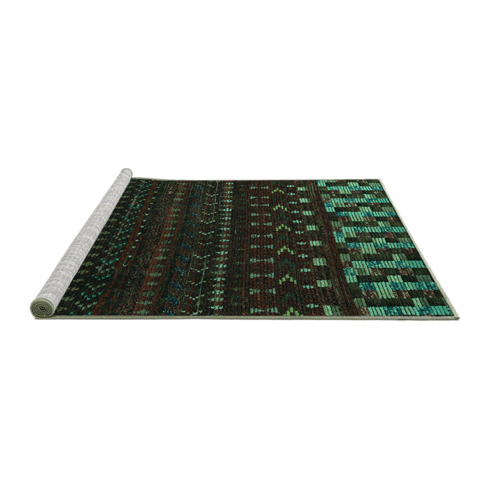 Sideview of Machine Washable Abstract Turquoise Modern Area Rugs, wshabs5369turq