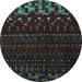 Round Abstract Light Blue Modern Rug, abs5369lblu