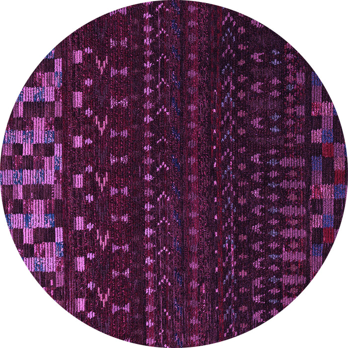 Round Machine Washable Abstract Purple Modern Area Rugs, wshabs5369pur