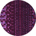 Round Machine Washable Abstract Purple Modern Area Rugs, wshabs5369pur