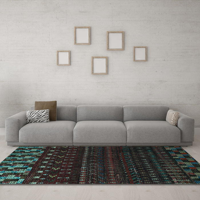 Machine Washable Abstract Light Blue Modern Rug in a Living Room, wshabs5369lblu