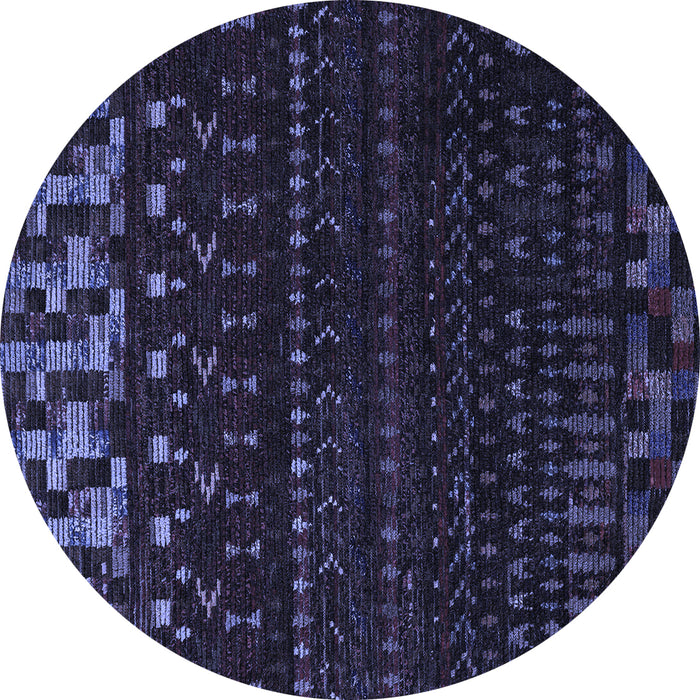 Round Abstract Blue Modern Rug, abs5369blu