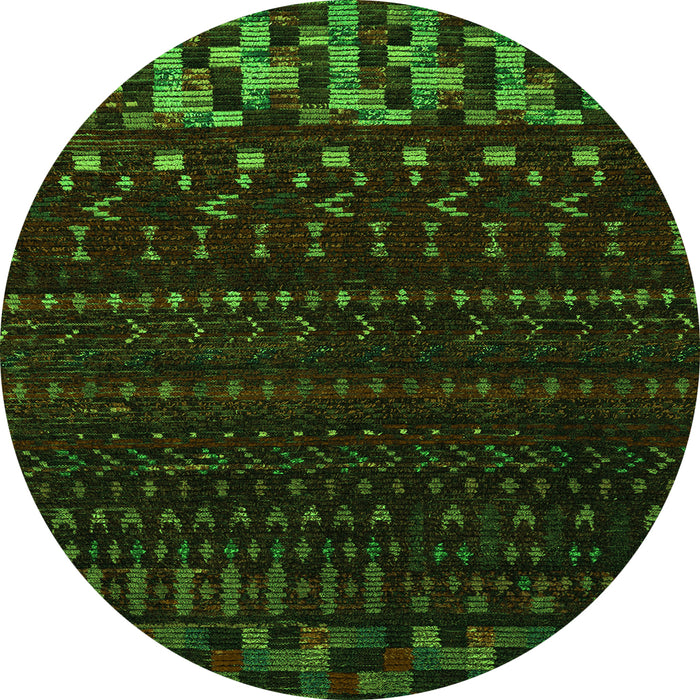 Round Abstract Green Modern Rug, abs5369grn
