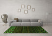 Machine Washable Abstract Green Modern Area Rugs in a Living Room,, wshabs5369grn