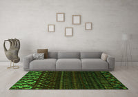 Machine Washable Abstract Green Modern Rug, wshabs5369grn