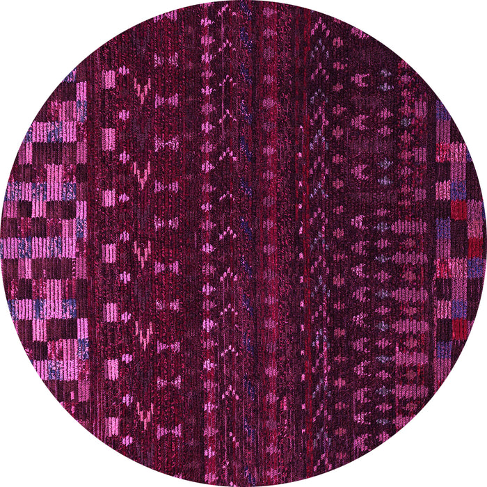 Round Machine Washable Abstract Pink Modern Rug, wshabs5369pnk