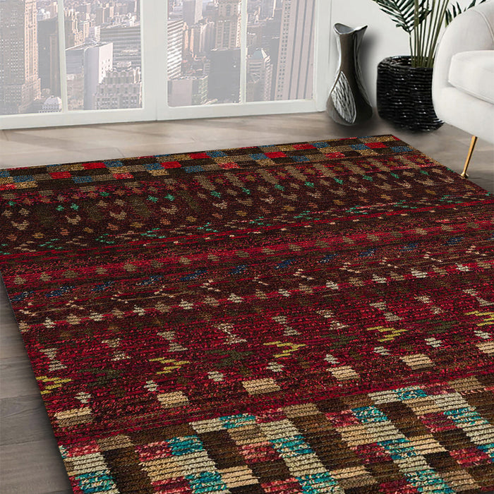 Machine Washable Abstract Sepia Brown Rug in a Family Room, wshabs5369