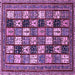 Square Machine Washable Abstract Purple Modern Area Rugs, wshabs536pur