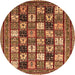 Round Abstract Orange Modern Rug, abs536org