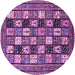 Round Machine Washable Abstract Purple Modern Area Rugs, wshabs536pur