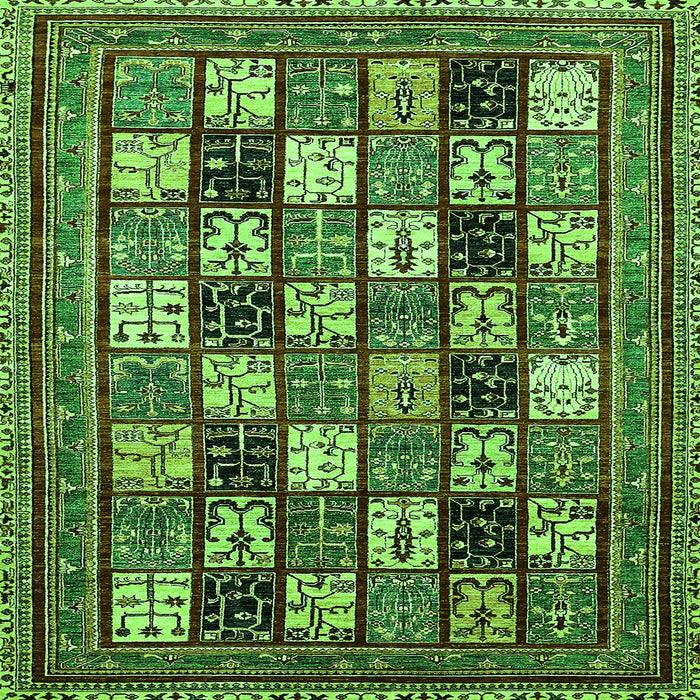 Square Abstract Green Modern Rug, abs536grn