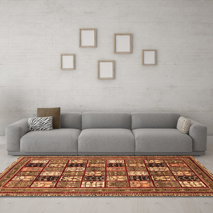 Machine Washable Abstract Orange Modern Area Rugs in a Living Room, wshabs536org