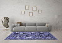 Machine Washable Abstract Blue Modern Rug, wshabs536blu