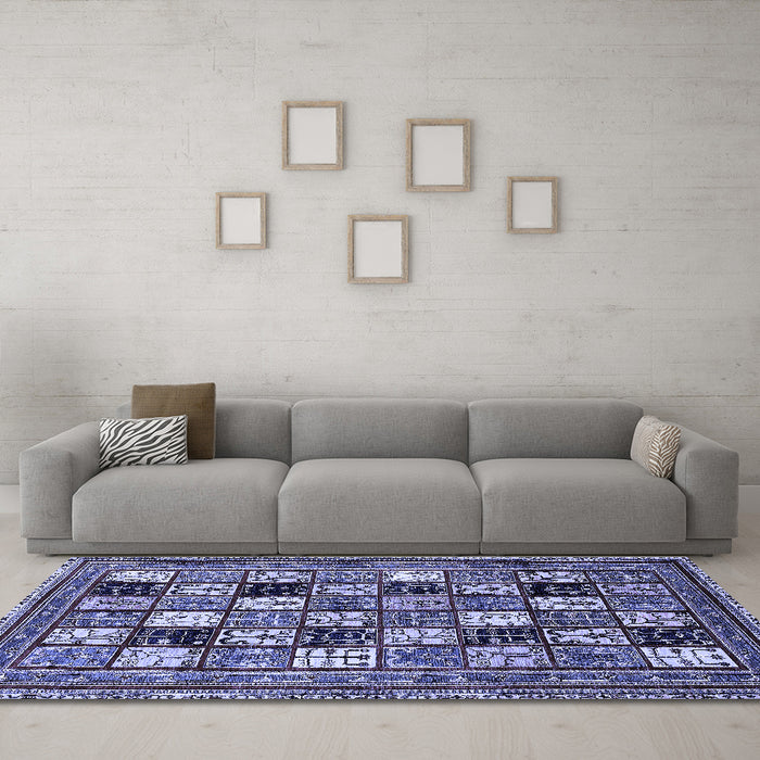 Machine Washable Abstract Blue Modern Rug in a Living Room, wshabs536blu