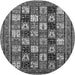 Round Abstract Gray Modern Rug, abs536gry