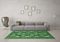 Machine Washable Abstract Emerald Green Modern Rug, wshabs536emgrn