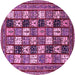 Round Machine Washable Abstract Pink Modern Rug, wshabs536pnk