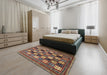 Abstract Red Modern Rug in a Bedroom, abs536