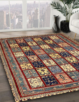 Machine Washable Abstract Vermilion Red Rug in a Family Room, wshabs536