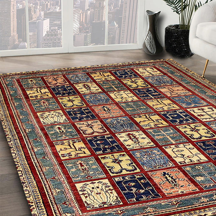 Machine Washable Abstract Vermilion Red Rug in a Family Room, wshabs536