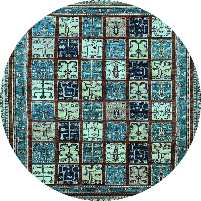 Round Abstract Light Blue Modern Rug, abs536lblu