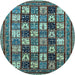 Round Abstract Light Blue Modern Rug, abs536lblu