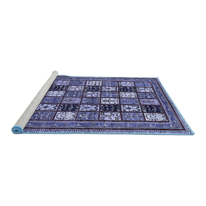 Sideview of Machine Washable Abstract Blue Modern Rug, wshabs536blu