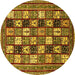 Round Abstract Yellow Modern Rug, abs536yw