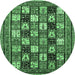 Round Abstract Emerald Green Modern Rug, abs536emgrn