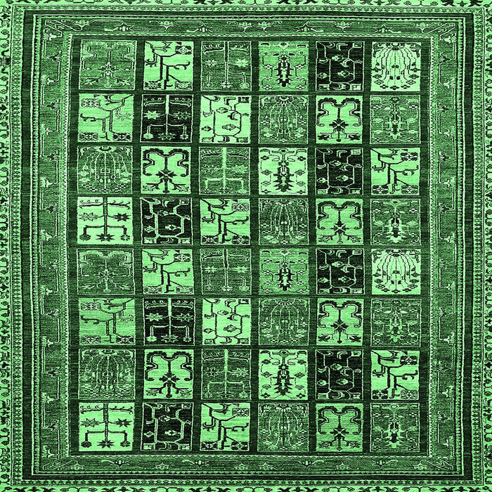 Square Abstract Emerald Green Modern Rug, abs536emgrn