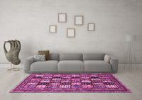 Machine Washable Abstract Pink Modern Rug, wshabs536pnk