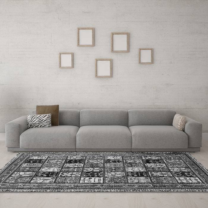 Machine Washable Abstract Gray Modern Rug in a Living Room,, wshabs536gry