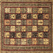 Square Machine Washable Abstract Brown Modern Rug, wshabs536brn