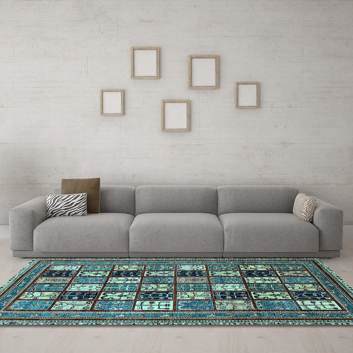Machine Washable Abstract Light Blue Modern Rug in a Living Room, wshabs536lblu