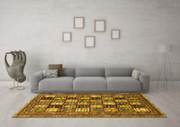 Machine Washable Abstract Yellow Modern Rug, wshabs536yw