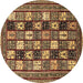 Round Abstract Brown Modern Rug, abs536brn