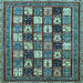 Square Abstract Light Blue Modern Rug, abs536lblu