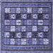 Square Machine Washable Abstract Blue Modern Rug, wshabs536blu