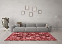 Machine Washable Abstract Red Modern Rug, wshabs536red