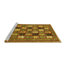 Sideview of Machine Washable Abstract Yellow Modern Rug, wshabs536yw