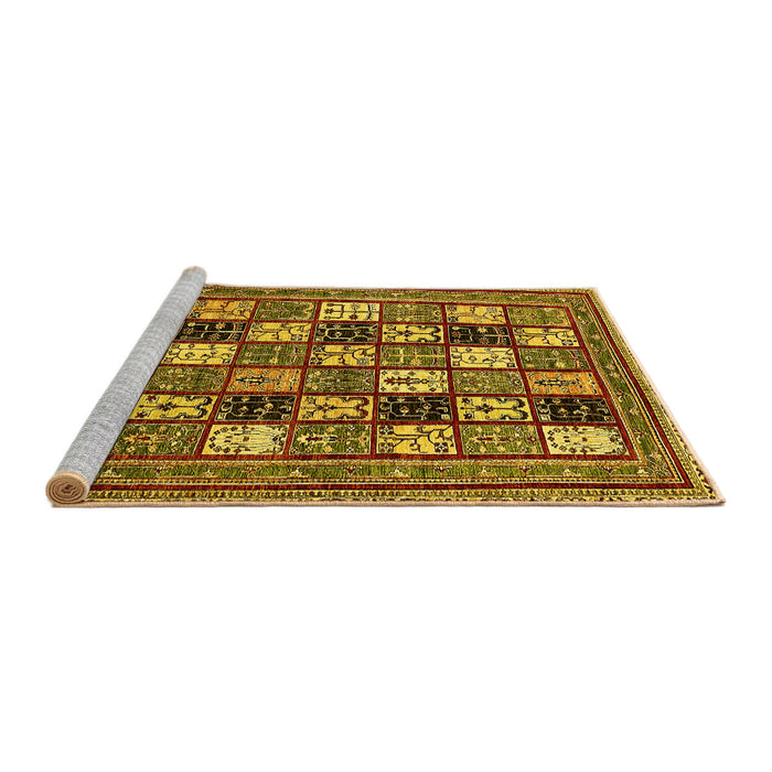Sideview of Machine Washable Abstract Yellow Modern Rug, wshabs536yw