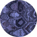 Round Abstract Blue Modern Rug, abs5370blu