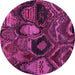 Round Machine Washable Abstract Pink Modern Rug, wshabs5370pnk