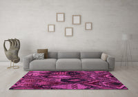 Machine Washable Abstract Pink Modern Rug, wshabs5370pnk