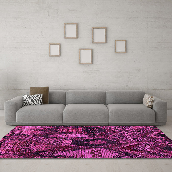 Machine Washable Abstract Pink Modern Rug in a Living Room, wshabs5370pnk