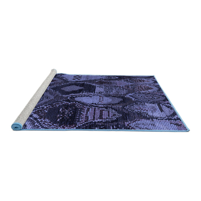 Sideview of Machine Washable Abstract Blue Modern Rug, wshabs5370blu