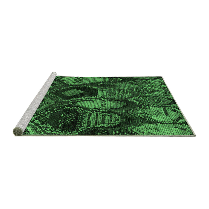 Sideview of Machine Washable Abstract Emerald Green Modern Area Rugs, wshabs5370emgrn